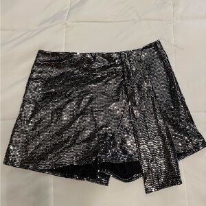 Zara Black and Silver Sequin Mini Shorts
